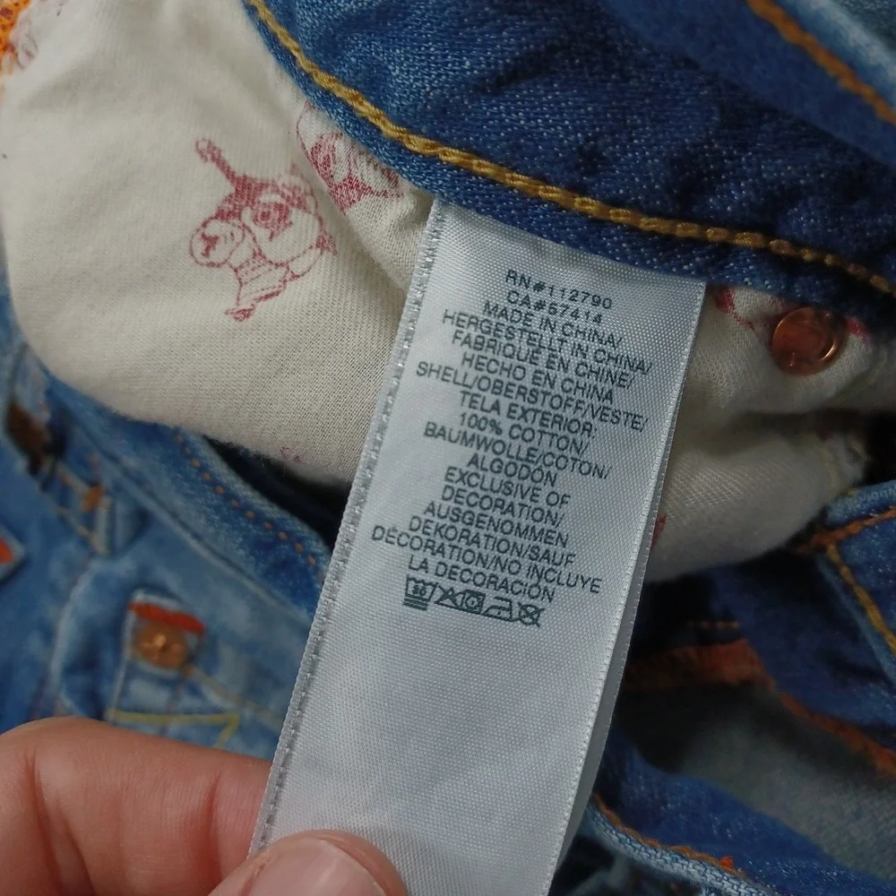True Religion Jeans Mens 33 Blue Denim Skinny Old Multi Wheat Preppy